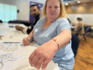 Participants enjoying painting in the Positive Change Push Adelaide