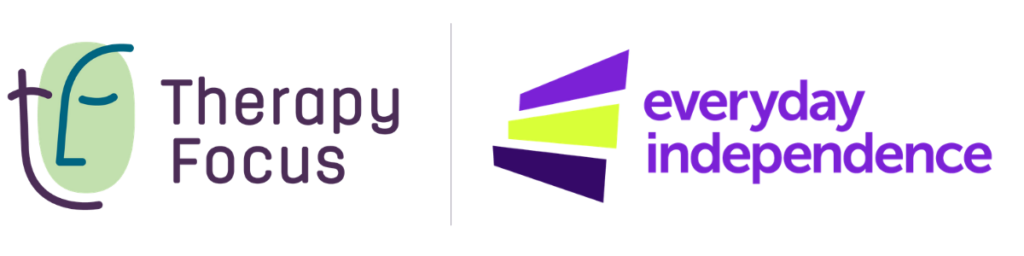 Two logos side by side: Therapy Focus on the left and Everyday Independence on the right, separated by a vertical line.