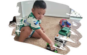 child playing with toys